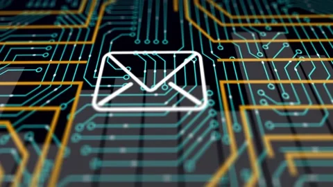 Envelope on futuristic background Stock Footage 96111481