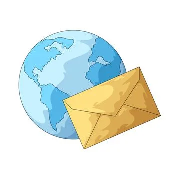 Envelope with globe illustration Illustration