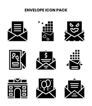 Envelope Glyph Design Icons Pack Иллюстрация