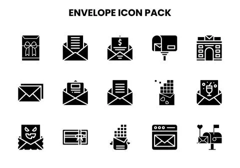 Envelope Glyph UI Icons Pack Illustration