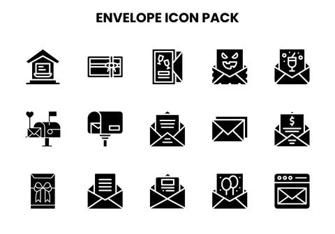 Envelope Glyph UI Icons Pack Illustrazione stock