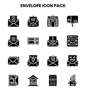 Envelope Glyph UI Icons Pack Stock Illustration