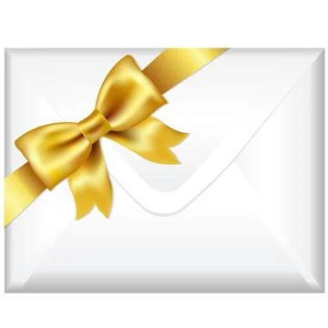 Envelope with golden bow Stock Illustration