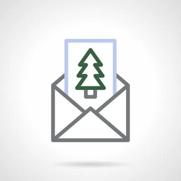 Envelope with greetings color line vector icon Stock Illustration