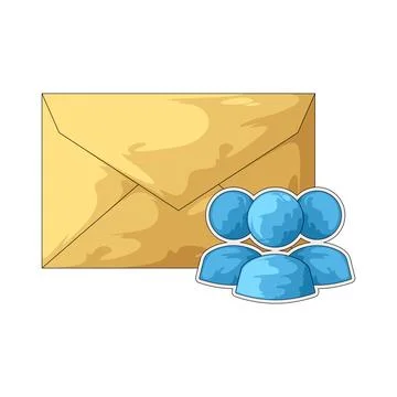 Envelope with group illustration Stock Illustration