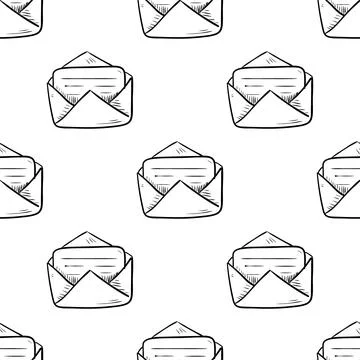 Envelope hand drawn sketch. Seamless pattern 스톡 일러스트