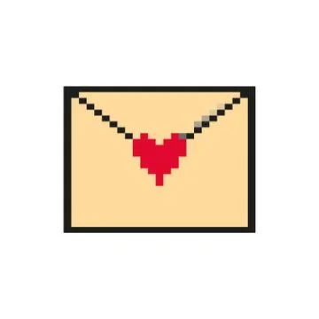 Envelope with heart 8 bits pixelated style icon Stock Illustration