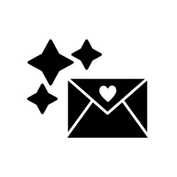 Envelope with heart and stars solid icon. Love letter vector illustration Stock Illustration