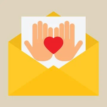 Envelope with heart flat vector. mail symbol love flat sign Stock Illustration
