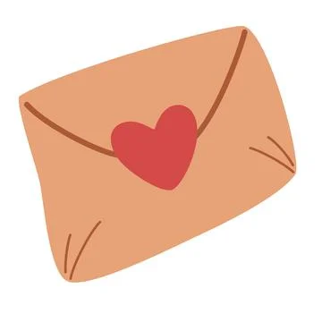 Envelope with a heart. Romantic close envelope with heart symbol. love letter Stock Illustration