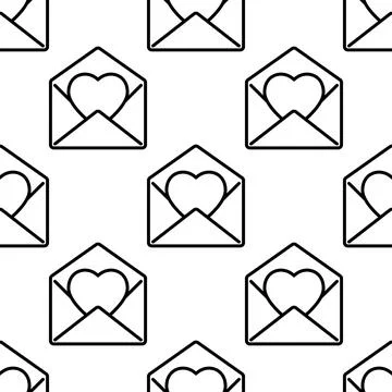 Envelope with heart. Seamless pattern. Illustrazione stock