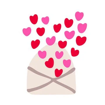 Envelope with a heart shaped love message vector Illustrazione stock