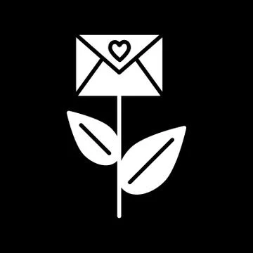 Envelope with heart on stem solid icon. Love letter gift vector illustration Stock Illustration