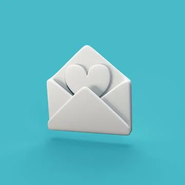 Envelope with heart - stylized 3d CGI icon object, Not gen Ai Stock Photos