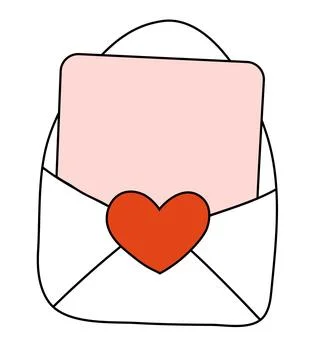 Envelope with heart. Valentine Day element. Flat vector illustration. Stock Illustration