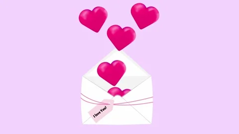 Envelope with hearts animated video Stock Footage 330687046
