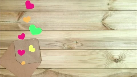 Envelope with hearts. Stock Footage 258965679
