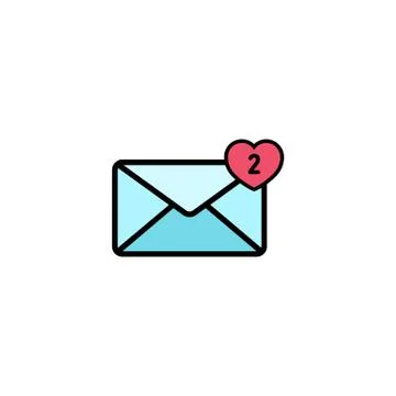 Envelope with hearts icon flat. Love stories symbol. Valentines day concept.  Stock Illustration
