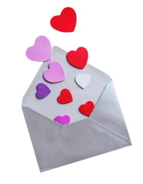 Envelope with hearts Stock Photos