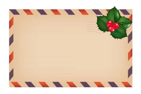 Envelope with holly berry Stock Illustration