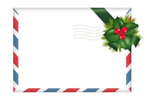 Envelope with holly berry Stock Illustration