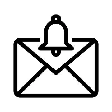 Envelope icon with bell notification symbol for digital alerts Stock Illustration
