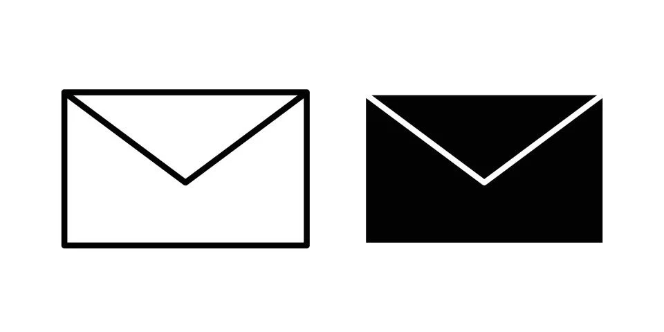 Envelope icon black vector isolated on white Stock Illustration