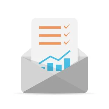 Envelope icon with checklist inside. Vector illustration. Stock Illustration