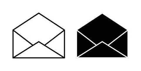 Envelope icon collection in black, Line icons, flat symbols 스톡 일러스트