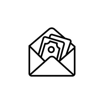 Envelope icon with a dollar bill inside. Sign symbol. Decoration element. Whi Stock Illustration
