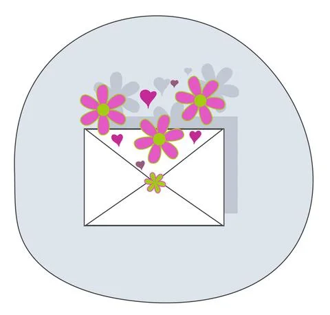 Envelope icon with flowers Illustration