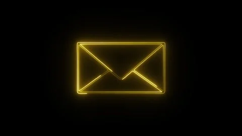Envelope Icon Isolated on Black Background, Mail Message Neon Line Motion G.. Video stock 327382831