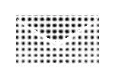Envelope icon made of black dots and gradient shading effect. Stock Illustration