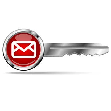 Envelope icon on a red key Stock Illustration