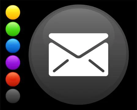 Envelope icon on round internet button Stock Illustration