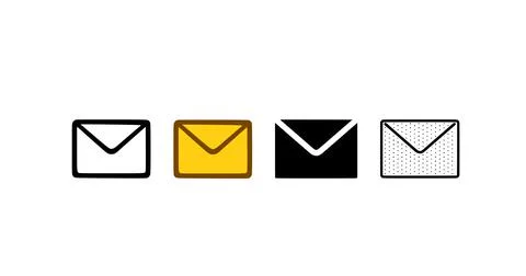 Envelope icon set in different styles. Message or mail symbol vector illustra Stock Illustration