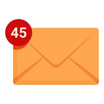Envelope icon showing forty five unread messages notification Illustrazione stock