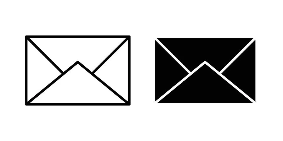 Envelope icon solid, line, and editable vector set. Stock Illustration