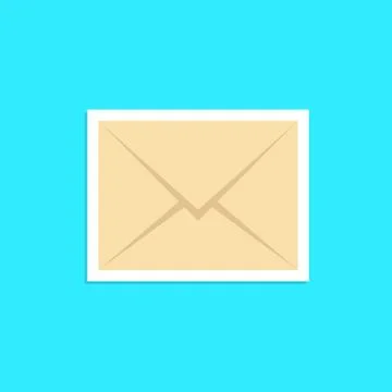Envelope icon sticker isolated on blue background Stock Illustration
