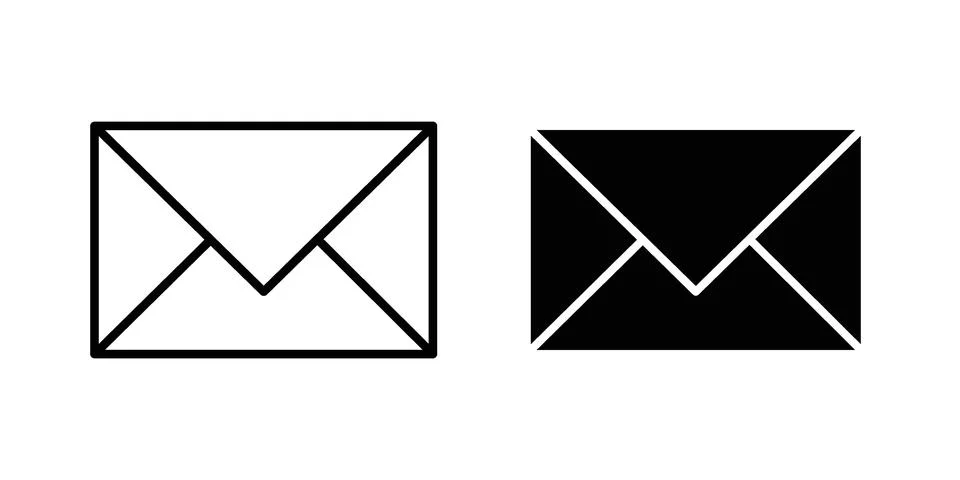 Envelope icon symbol  illustration bundle in black colour Illustrazione stock