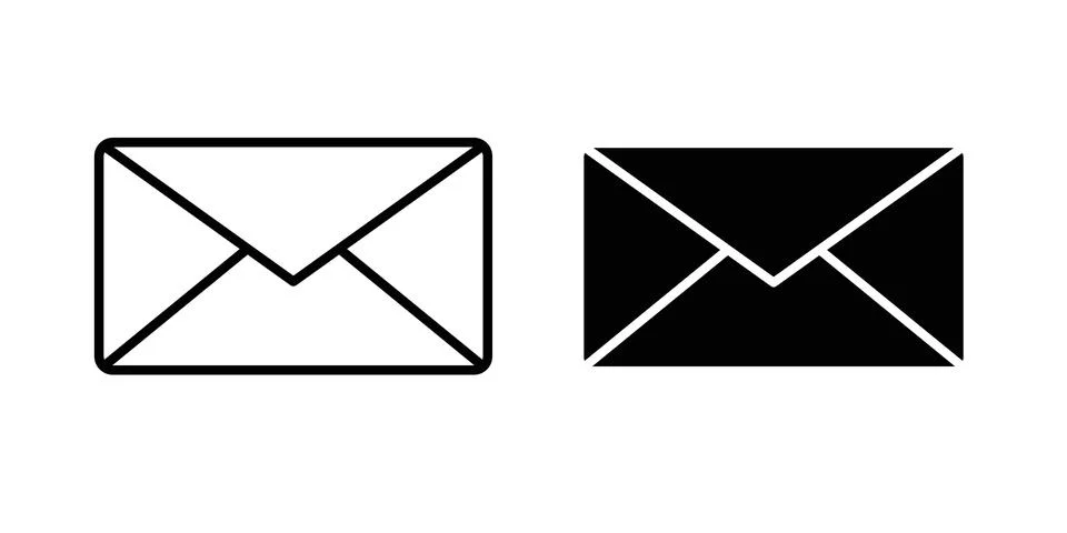 Envelope icon thin line and clipart style vector set Stock Illustration