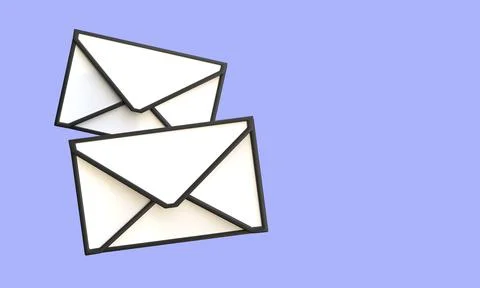 Envelope - icon of two messages. 3d render Stock Illustration