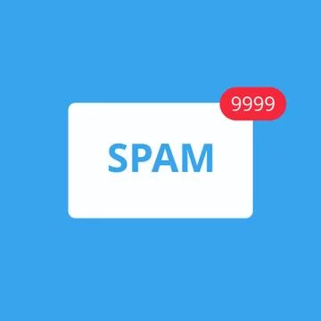 Envelope icon with the word spam emails and notification of the set Stock Illustration
