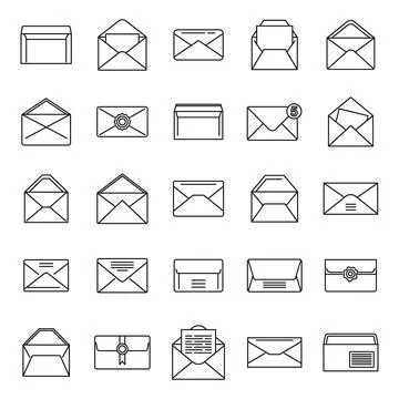Envelope icons set outline vector. Blank mail Stock Illustration