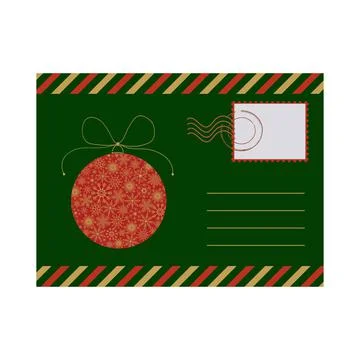 An envelope with an illustration of a Christmas ball. Vector illustration Illustrazione stock