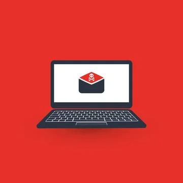 Envelope on a Laptop's Screen - Malware Infection by E-mail - Virus, Backdo.. Illustrazione stock