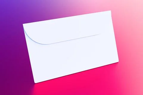 An envelope with a letter on an abstract background of red and purple gradien Stock Illustration