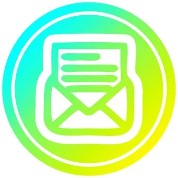Envelope letter circular in cold gradient spectrum Ilustração Stock