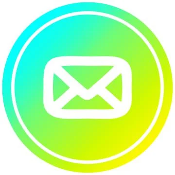 Envelope letter circular in cold gradient spectrum Ilustração Stock