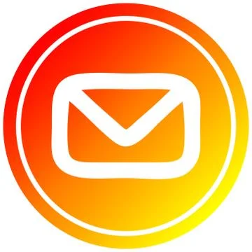 Envelope letter circular in hot gradient spectrum Ilustração Stock